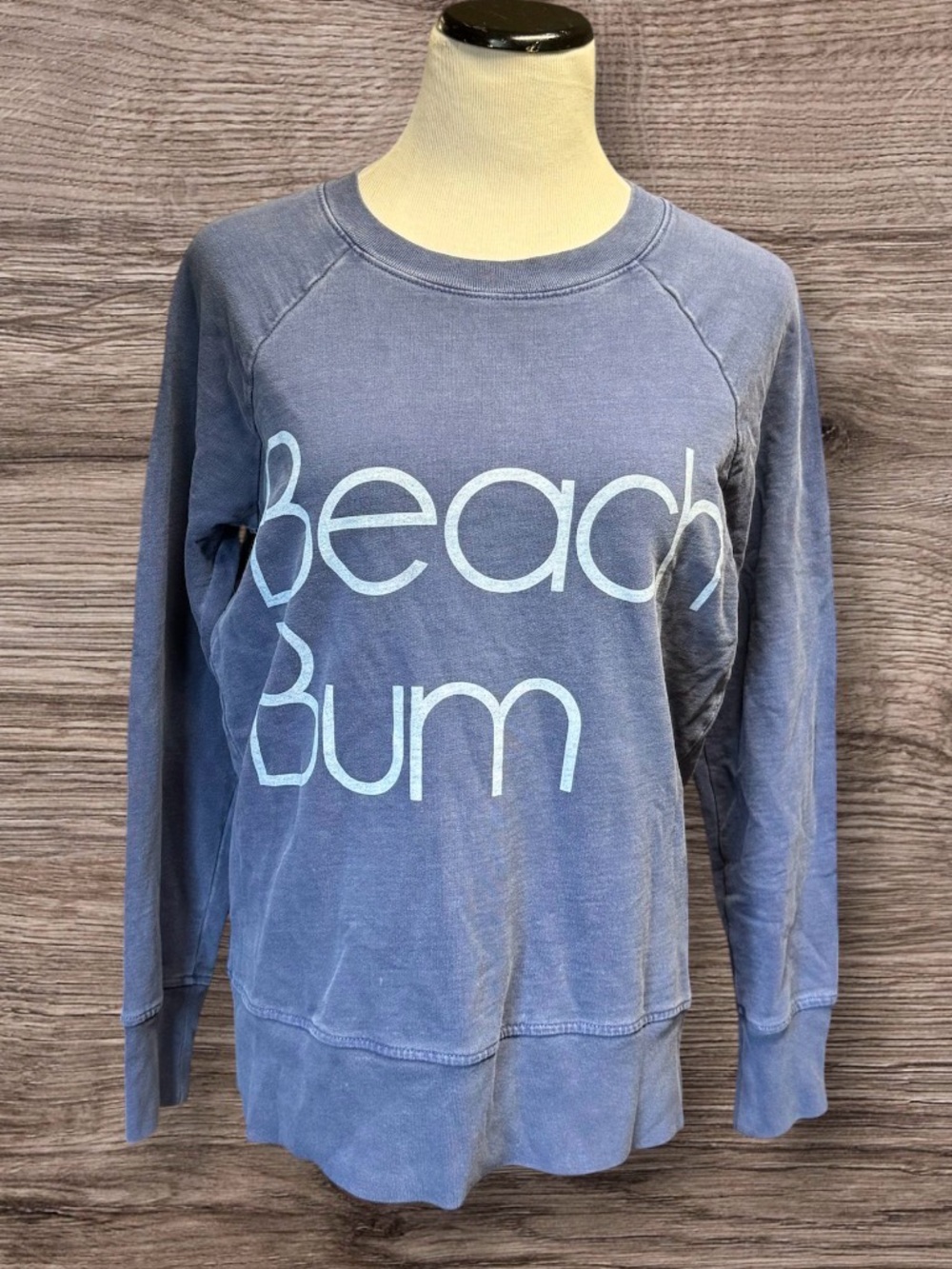 J Crew Sweatshirt Womens Beach Bum Raglan Crew Neck Sunwashed Blue SZ M